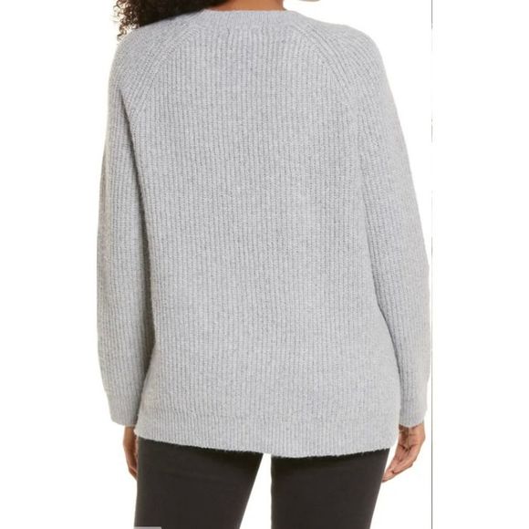 BP Nordstrom Gray Plaited Stitch Recycled Blend Crewneck Sweater - Picture 2 of 5